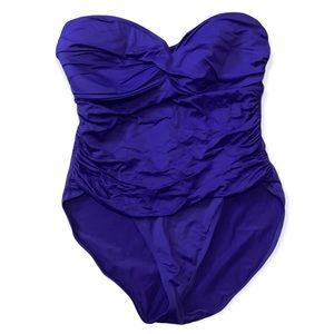 La Blanca Purple Slimming Strapless Swimsuit Size 14